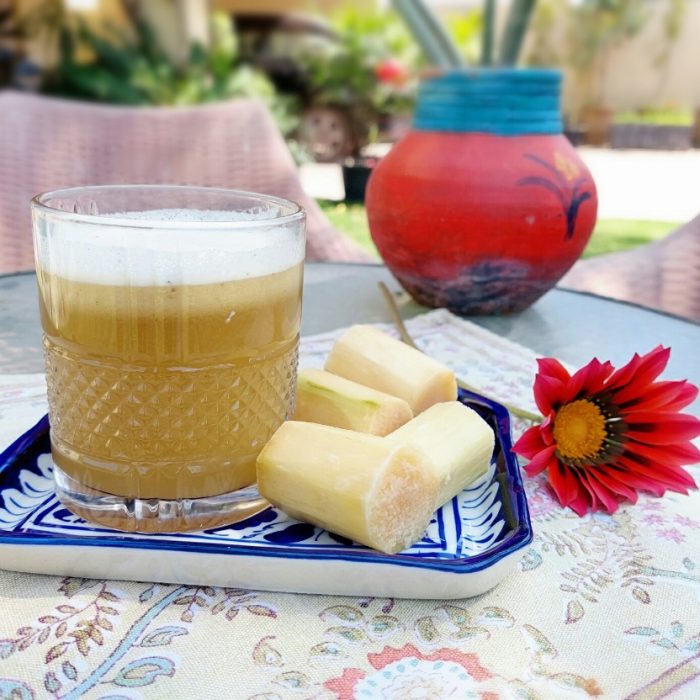 sugarcane juice in a glass