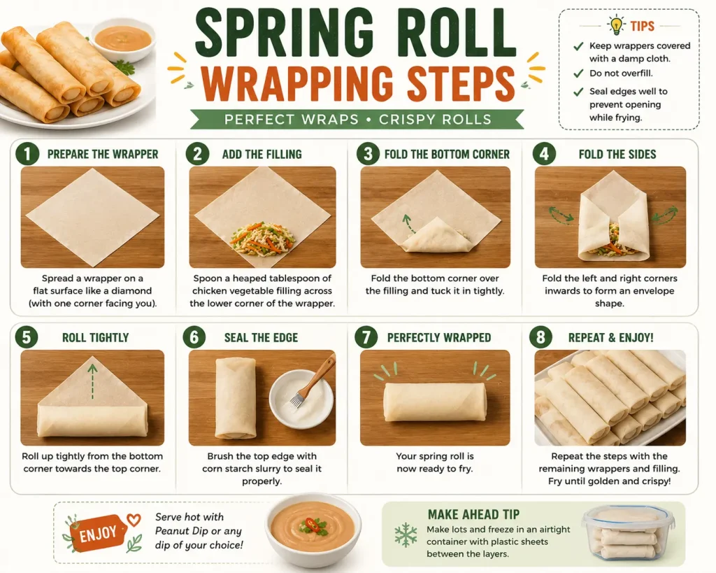 Spring Roll Wrapping Steps